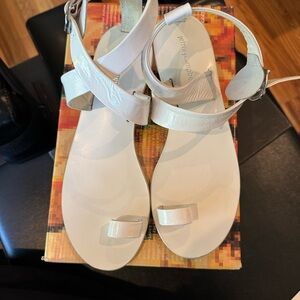 Jeffrey Campbell Harlowe sandal White with clear heel.